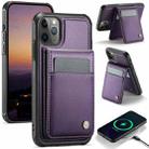 For iPhone 11 Pro JEEHOOD J06 British Style RFID MagSafe Card Bag PU Phone Case(Purple) - 1