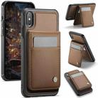 For iPhone X / XS JEEHOOD J06 British Style RFID MagSafe Card Bag PU Phone Case(Brown) - 1