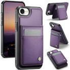 For iPhone 16e JEEHOOD J06 British Style RFID MagSafe Card Bag PU Phone Case(Purple) - 1