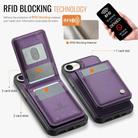For iPhone 16e JEEHOOD J06 British Style RFID MagSafe Card Bag PU Phone Case(Purple) - 3