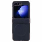 For Samsung Galaxy Z Flip6 Three Parts MagSafe Litchi Texture Fold Phone Case(Black) - 1