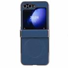 For Samsung Galaxy Z Flip6 Three Parts MagSafe Litchi Texture Fold Phone Case(Blue) - 1