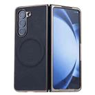 For Samsung Galaxy Z Fold6 Three Parts MagSafe Litchi Texture Fold Phone Case(Black) - 1