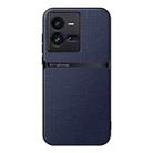 For vivo iQOO 10 Pro Litchi Leather Magnetic Full Coverage Shockproof Phone Case(Navy Blue) - 1