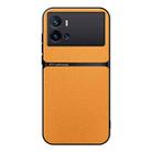 For vivo iQOO 9 Pro Litchi Leather Magnetic Full Coverage Shockproof Phone Case(Yellow) - 1