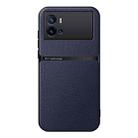 For vivo iQOO 9 Litchi Leather Magnetic Full Coverage Shockproof Phone Case(Navy Blue) - 1