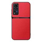 For vivo X60 Pro Litchi Leather Magnetic Full Coverage Shockproof Phone Case(Red) - 1