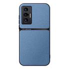 For vivo X70 Litchi Leather Magnetic Full Coverage Shockproof Phone Case(Blue) - 1