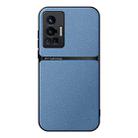 For vivo X70 Pro Litchi Leather Magnetic Full Coverage Shockproof Phone Case(Blue) - 1