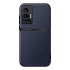 For vivo X70 Pro Litchi Leather Magnetic Full Coverage Shockproof Phone Case(Navy Blue) - 1