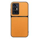 For vivo X70 Pro+ Litchi Leather Magnetic Full Coverage Shockproof Phone Case(Yellow) - 1