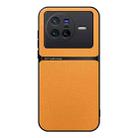 For vivo X80 Litchi Leather Magnetic Full Coverage Shockproof Phone Case(Yellow) - 1
