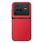 For vivo X80 Pro Litchi Leather Magnetic Full Coverage Shockproof Phone Case(Red) - 1