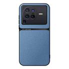 For vivo X80 Pro Litchi Leather Magnetic Full Coverage Shockproof Phone Case(Blue) - 1