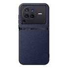 For vivo X80 Pro Litchi Leather Magnetic Full Coverage Shockproof Phone Case(Navy Blue) - 1