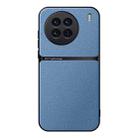 For vivo X90 Litchi Leather Magnetic Full Coverage Shockproof Phone Case(Blue) - 1