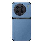 For vivo X90 Pro+ Litchi Leather Magnetic Full Coverage Shockproof Phone Case(Blue) - 1