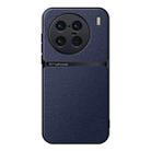 For vivo X90 Pro+ Litchi Leather Magnetic Full Coverage Shockproof Phone Case(Navy Blue) - 1