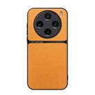 For vivo X100s Litchi Leather Magnetic Full Coverage Shockproof Phone Case(Yellow) - 1