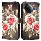 For Redmi K80 / K80 Pro Colored Drawing Pattern Plain Weave Leather Phone Case(Roses On Black) - 2