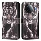 For Redmi K80 / K80 Pro Colored Drawing Pattern Plain Weave Leather Phone Case(Black And White Tiger) - 2