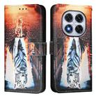 For Redmi Note 14 Pro 4G Colored Drawing Pattern Plain Weave Leather Phone Case(Cats And Tigers) - 2