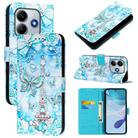 For Redmi Note 14 5G Global Colored Drawing Pattern Plain Weave Leather Phone Case(Tower Butterfly) - 1