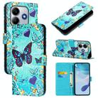 For Redmi Note 14 5G Global Colored Drawing Pattern Plain Weave Leather Phone Case(Love Butterfly) - 1