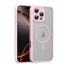 For iPhone 16 Pro Translucent Frosted MagSafe Phone Case with AI Button(Pink) - 1