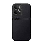 For Realme 14 Litchi Leather Magnetic Full Coverage Shockproof Phone Case(Black) - 1