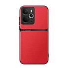 For Realme 14 Litchi Leather Magnetic Full Coverage Shockproof Phone Case(Red) - 1
