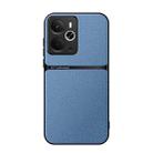 For Realme 14 Litchi Leather Magnetic Full Coverage Shockproof Phone Case(Blue) - 1