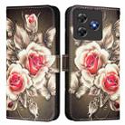 For Blackview Wave 8C Colored Drawing Pattern Plain Weave Leather Phone Case(Roses On Black) - 2