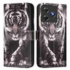 For Blackview Wave 8C Colored Drawing Pattern Plain Weave Leather Phone Case(Black And White Tiger) - 2