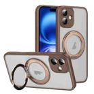 For iPhone 16 Translucent Frosted MagSafe Rotating Holder Phone Case with AI Button(Gold) - 1