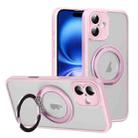 For iPhone 16 Translucent Frosted MagSafe Rotating Holder Phone Case with AI Button(Pink) - 1