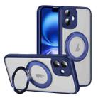 For iPhone 16 Translucent Frosted MagSafe Rotating Holder Phone Case with AI Button(Blue) - 1