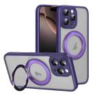 For iPhone 16 Pro Translucent Frosted MagSafe Rotating Holder Phone Case with AI Button(Purple) - 1