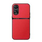 For OPPO A58 4G Litchi Leather Magnetic Full Coverage Shockproof Phone Case(Red) - 1