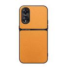 For OPPO A58 4G Litchi Leather Magnetic Full Coverage Shockproof Phone Case(Yellow) - 1