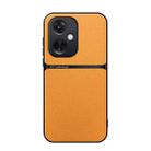For OPPO K11 / OnePlus Nord CE3 Litchi Leather Magnetic Full Coverage Shockproof Phone Case(Yellow) - 1