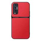 For OPPO Reno5 Pro+ Litchi Leather Magnetic Full Coverage Shockproof Phone Case(Red) - 1