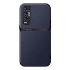 For OPPO Reno5 Pro+ Litchi Leather Magnetic Full Coverage Shockproof Phone Case(Navy Blue) - 1