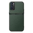 For OPPO Reno6 Pro 5G Litchi Leather Magnetic Full Coverage Shockproof Phone Case(Green) - 1