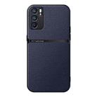 For OPPO Reno6 Pro 5G Litchi Leather Magnetic Full Coverage Shockproof Phone Case(Navy Blue) - 1