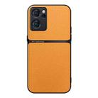 For OPPO Reno7 5G Litchi Leather Magnetic Full Coverage Shockproof Phone Case(Yellow) - 1