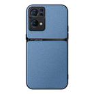 For OPPO Reno7 Pro 5G Litchi Leather Magnetic Full Coverage Shockproof Phone Case(Blue) - 1