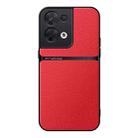 For OPPO Reno8 Litchi Leather Magnetic Full Coverage Shockproof Phone Case(Red) - 1