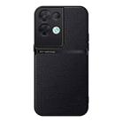 For OPPO Reno8 Pro+ Litchi Leather Magnetic Full Coverage Shockproof Phone Case(Black) - 1