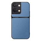 For OPPO Reno9 Pro+ Litchi Leather Magnetic Full Coverage Shockproof Phone Case(Blue) - 1